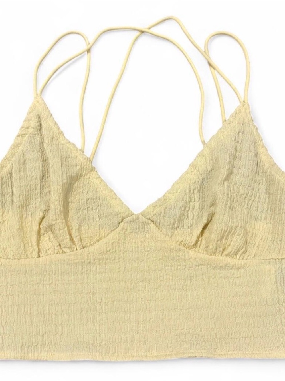 SHEIN Pale Yellow Crinkle Bralette Crop Top